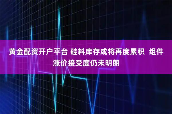 黄金配资开户平台 硅料库存或将再度累积  组件涨价接受度仍未明朗